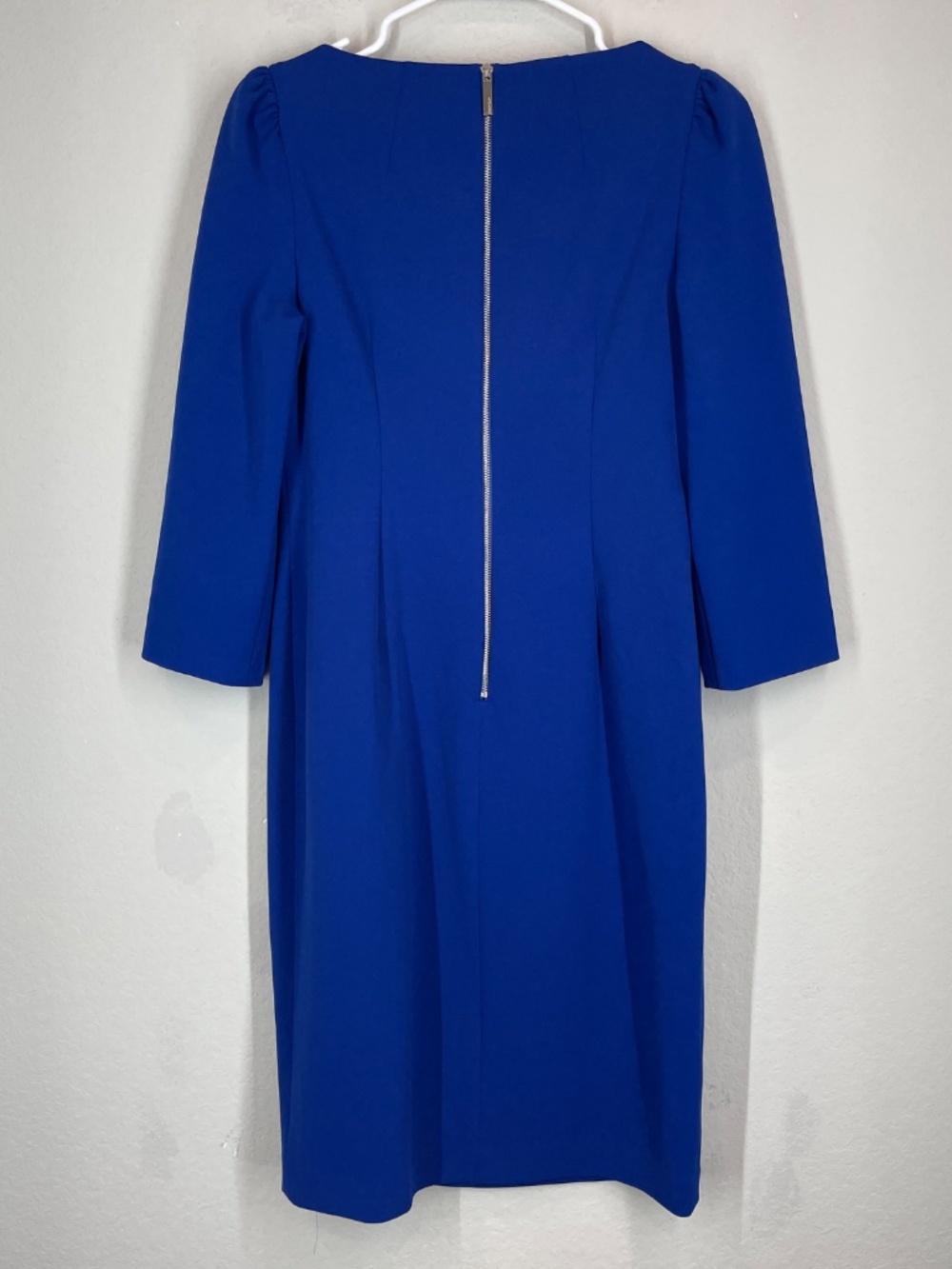Calvin Klein Shift Dress Women's Size 8 Blue Long Sleeve Career Stretch - Picture 4 of 11